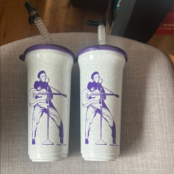 2x Vintage Graceland Souvenir Tumblers with Straws - Picture 2 of 4